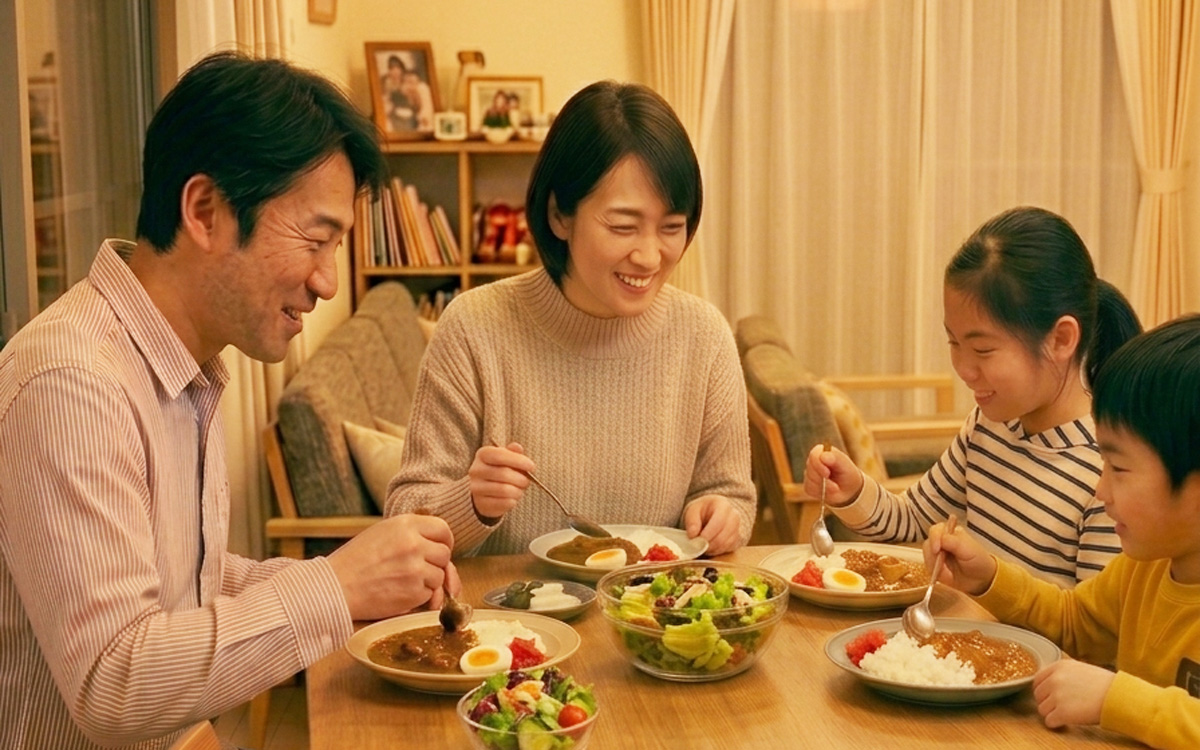 食事をする家族