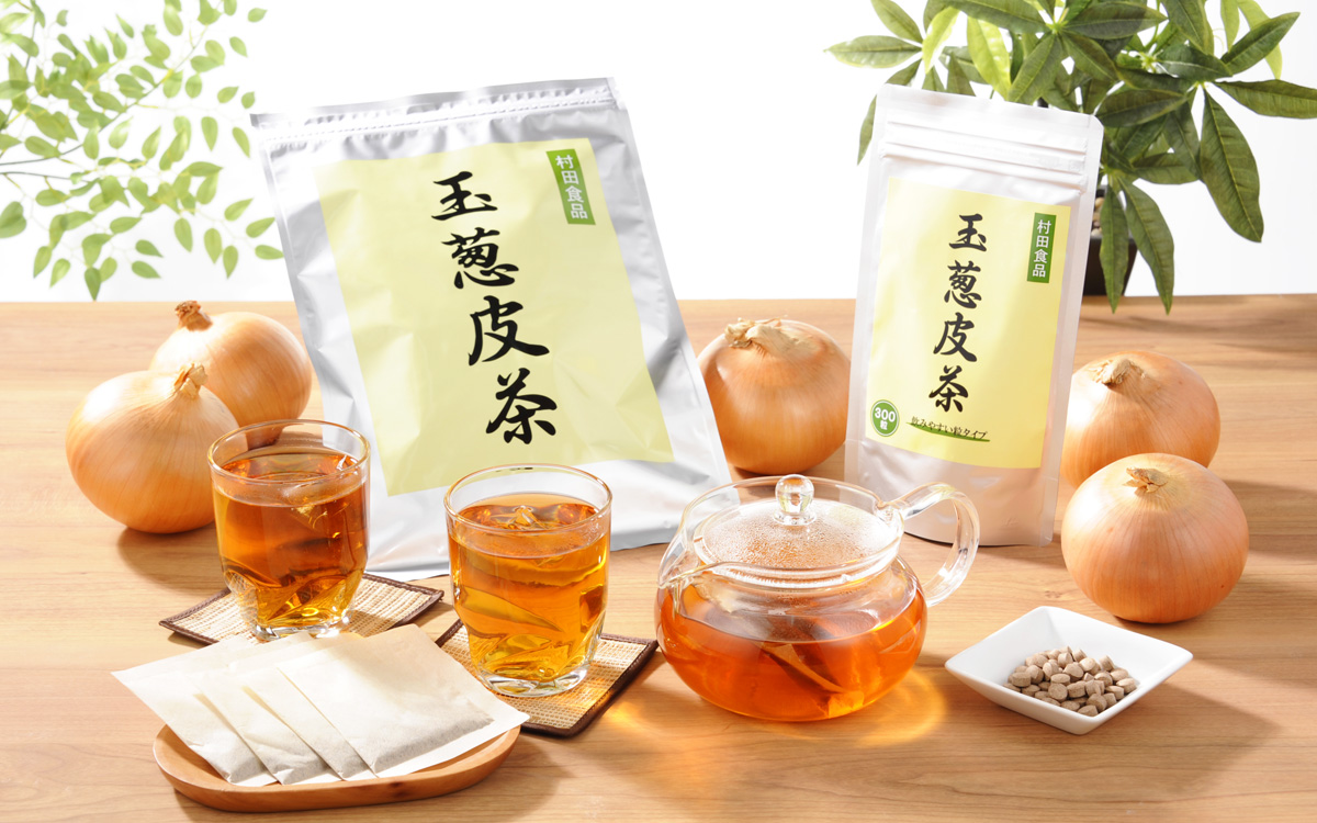 玉葱皮茶のティーパックタイプと粒タイプ